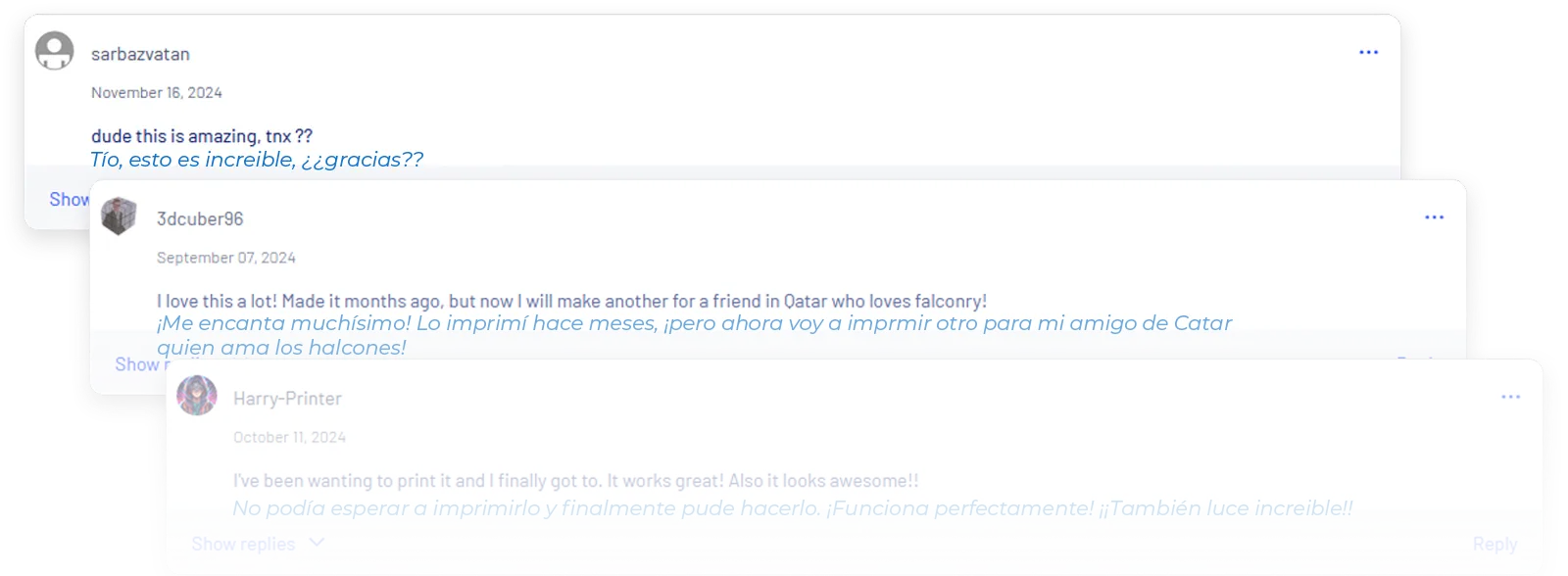 Testimonios desde Thingiverse
